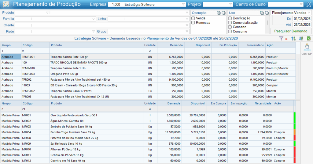 Planejamento de Produção