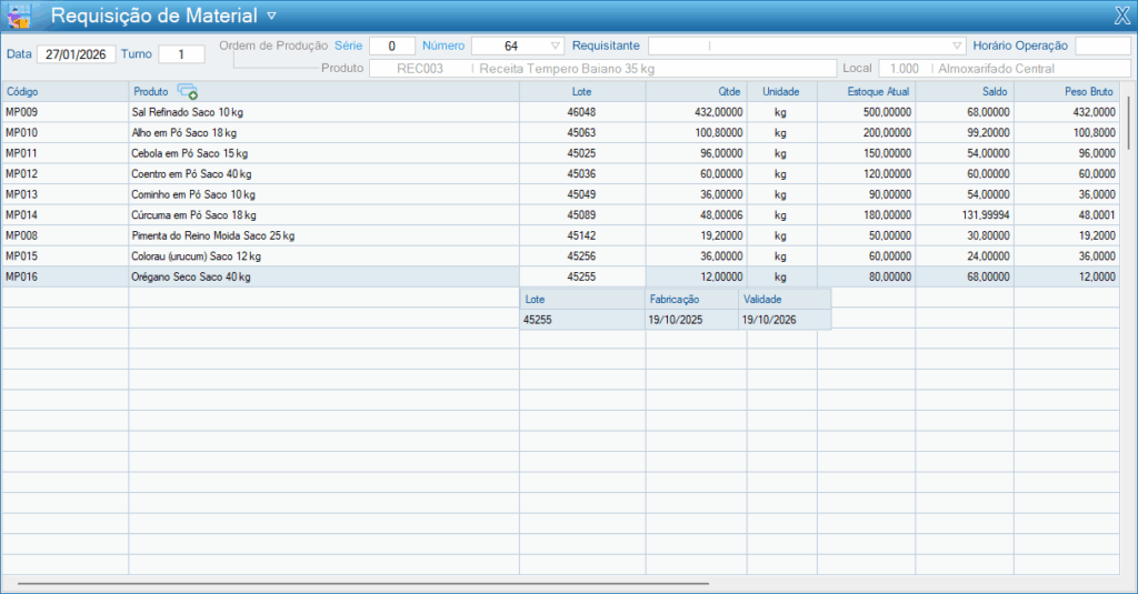 Requisição de Material