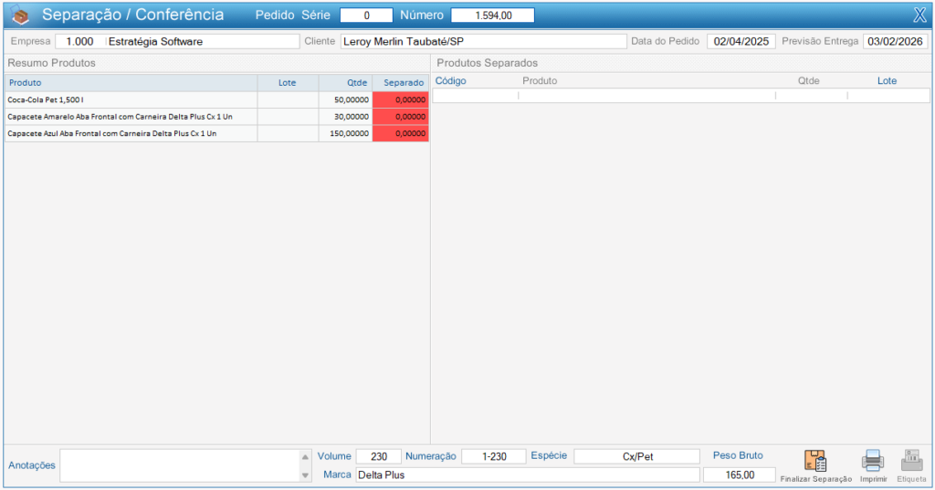 Separação de Mercadoria
